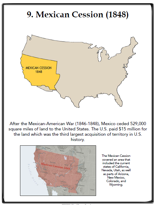 Title slide showing the lands acquired in the 1848 Mexican Cession.